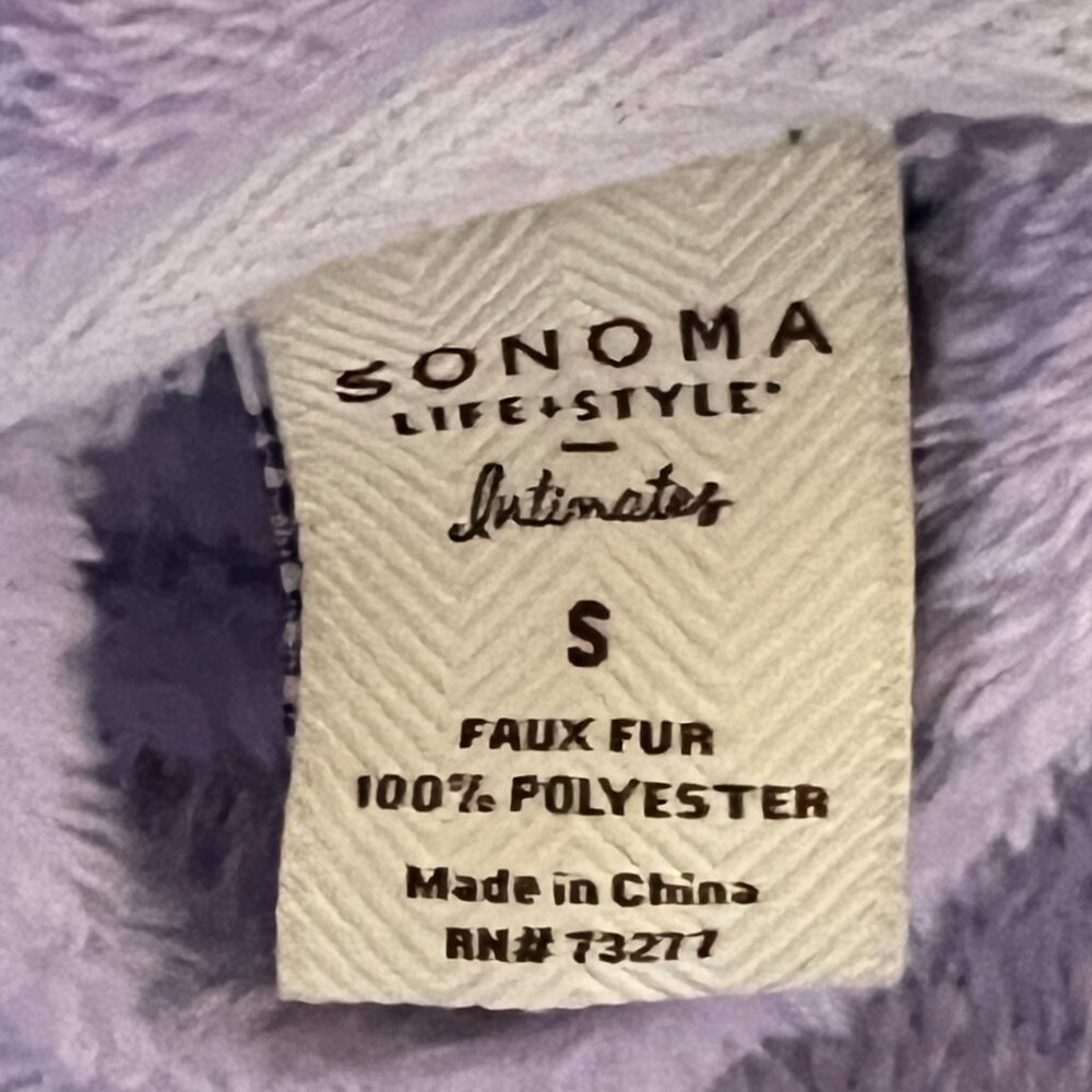 Women's Sonoma - Purple / White Dot - Faux Fur Plush - Long Belted Robe - Medium - Picture 7 of 7